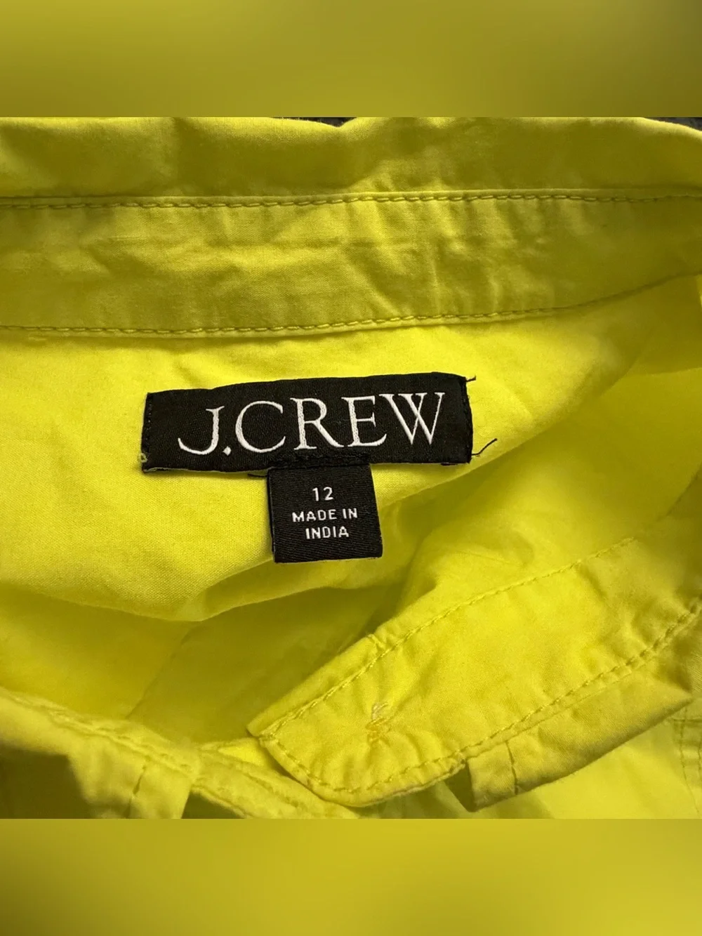J. Crew Black Label Neon Yellow Poplin Button Up Shirt